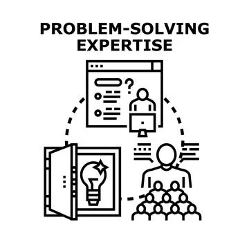 Problem solving expertise delivering creative business solutions Stock Illustration