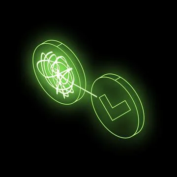 Problem solving, finding solution, untangling complex situation, green neon.. Stock Illustration