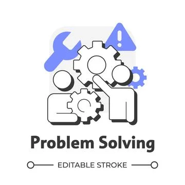 Problem solving flat outline concept icon Illustrazione stock