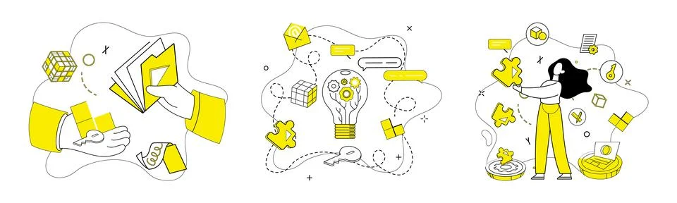 Problem solving. In garden ideas, seeds problem solving grow into solutions Illustrazione stock