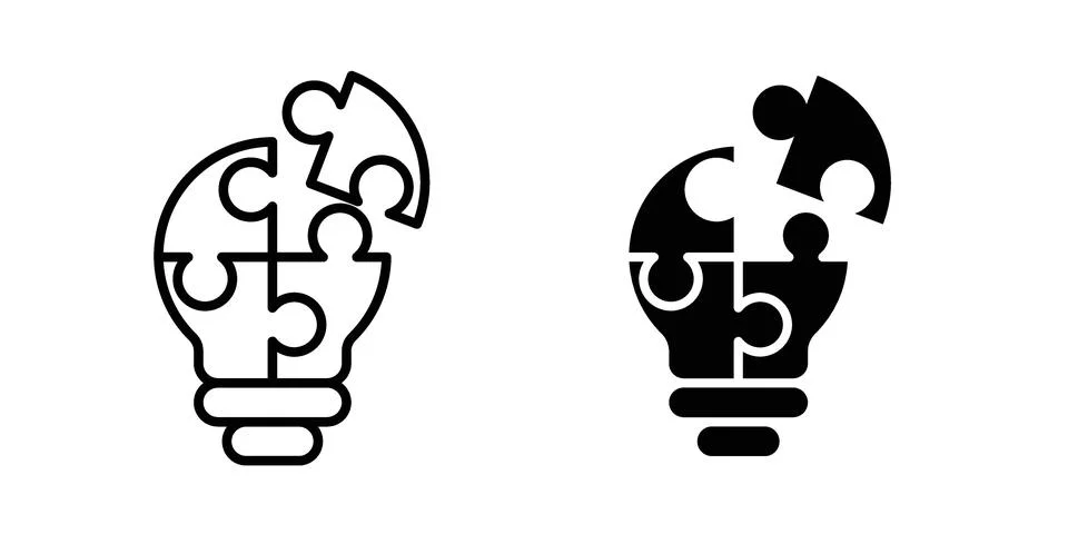 Problem solving icon drawing lines. Silhouette style vector bundle Stockillustratie
