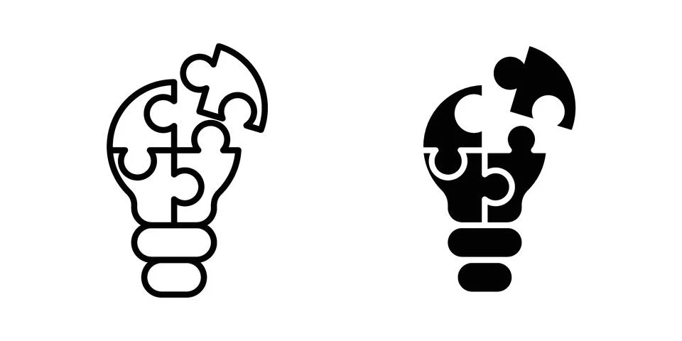 Problem solving icon drawing lines. Silhouette style vector bundle Stock Illustration