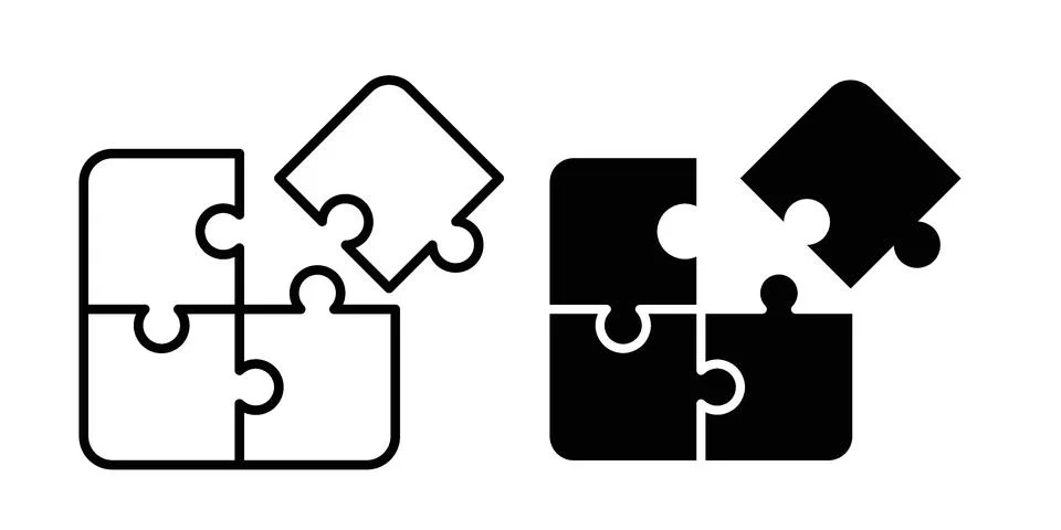 Problem solving icon pack with silhouette and stroke web icons Stockillustratie