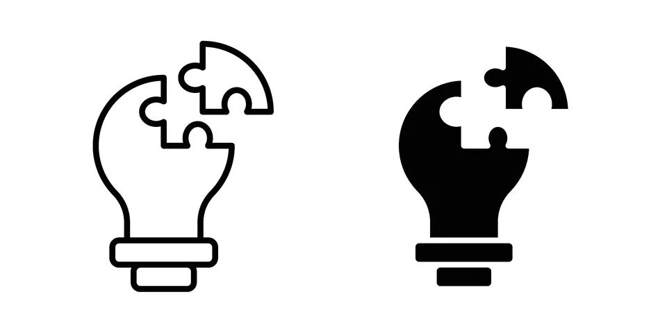 Problem solving icon silhouette vector set. thin line pack 스톡 일러스트