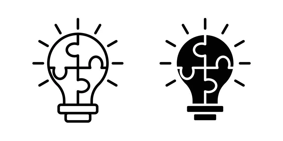 Problem solving icon silhouette vector set. thin line pack 库存插图