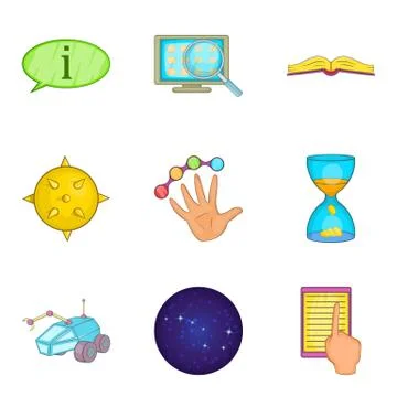 Problem solving icons set, cartoon style Stock Illustration