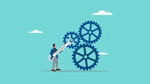 Problem solving illustration with the concept of an entrepreneur who brings.. 스톡 일러스트