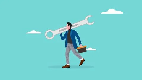 Problem solving illustration with the concept of an entrepreneur who brings.. 스톡 일러스트