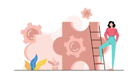 Problem solving illustration with a woman character business animated video Stock Footage 278840980