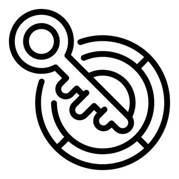 Problem solving key icon outline vector. Making keystone decision Stock Illustration