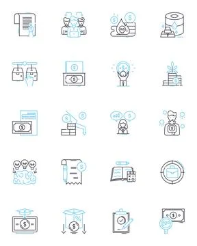 Problem solving linear icons set. Innovate, Analyze, Resolve, Strategize 스톡 일러스트