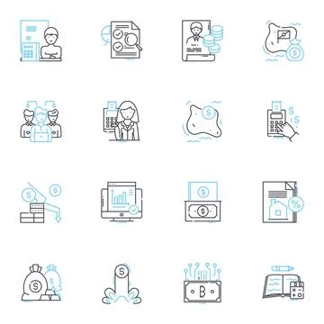 Problem solving linear icons set. Innovate, Analyze, Resolve, Strategize Illustrazione stock