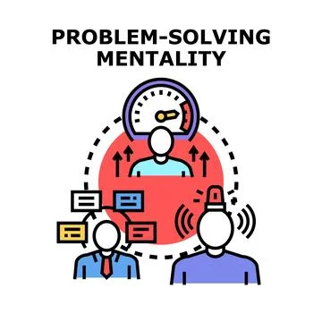 Problem solving mentality developing creative strategic solutions Ilustração Stock