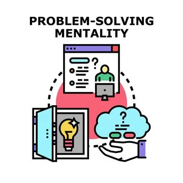 Problem solving mentality process finding innovative solutions Stock Illustration