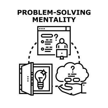 Problem solving mentality process finding innovative solutions Stock Illustration