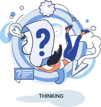 Problem solving metaphor, wondering or thinking, planning or pondering, with  Illustrazione stock