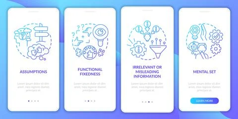 Problem solving obstacles navy onboarding mobile app page screen with concepts 스톡 일러스트