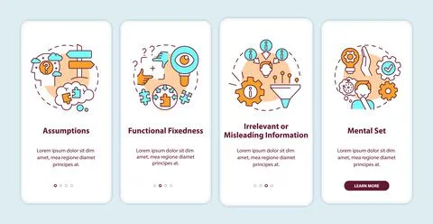 Problem solving obstacles onboarding mobile app page screen with concepts 스톡 일러스트