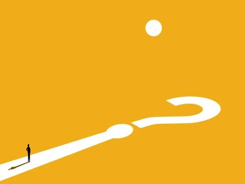 Problem solving path. Businessman on the road of question mark 스톡 일러스트