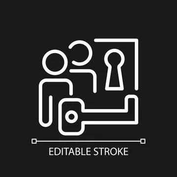 Problem solving pixel perfect white linear icon for dark theme Illustrazione stock