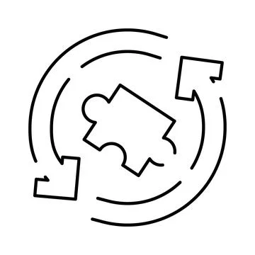 Problem solving process development with rotating puzzle piece 스톡 일러스트