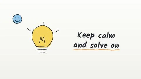 Problem Solving Process doodle with keep calm and solve vector illustration Stock Illustration
