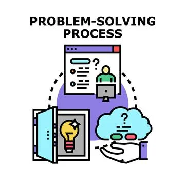 Problem solving process finding creative solution Stock Illustration