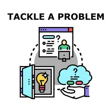 Problem solving process finding innovative business solution Stock Illustration