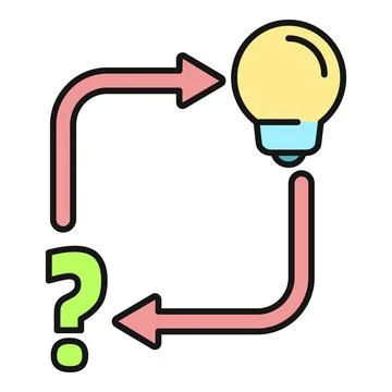 Problem solving process with question and light bulb concept Stockillustratie