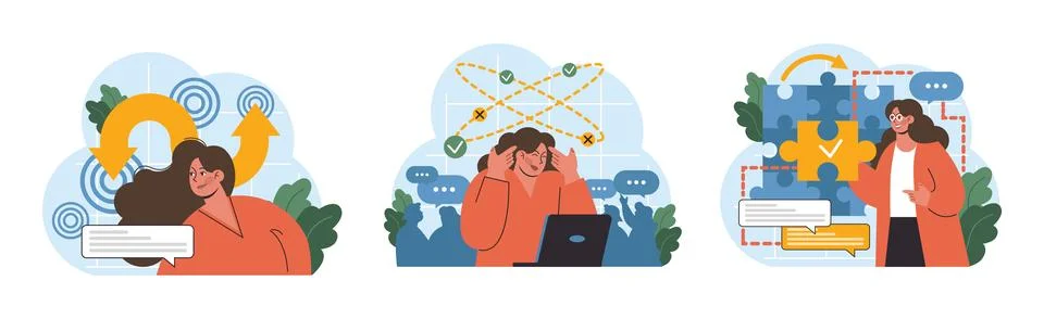 Problem Solving Set. Flat vector illustration Stock Illustration