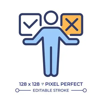 Problem solving skills pixel perfect line color icon 库存插图