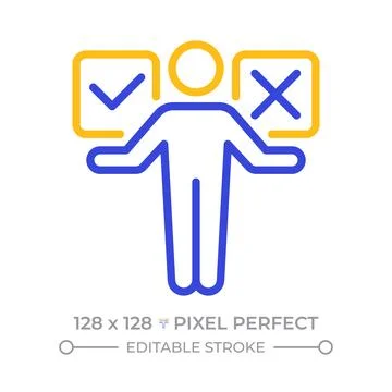 Problem solving skills pixel perfect two color line icon Illustrazione stock