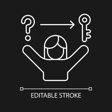 Problem solving skills white linear icon for dark theme 스톡 일러스트