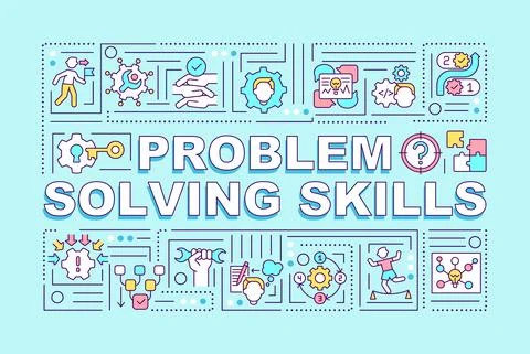 Problem solving skills word concepts banner Illustrazione stock