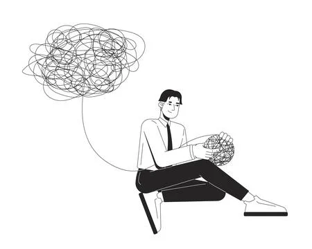 Problem solving soft skill in workplace line illustration concept Illustrazione stock