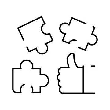 Problem solving solution concept with puzzle pieces and thumbs up Stock Illustration
