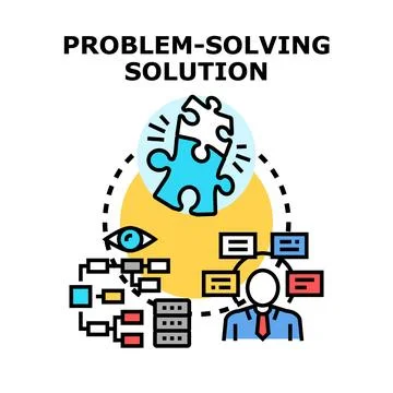 Problem solving solution process finding business strategy Illustrazione stock