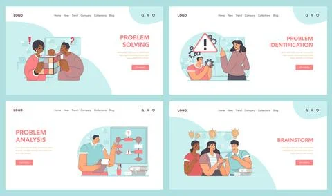Problem-solving stages set. Flat vector illustration 스톡 일러스트