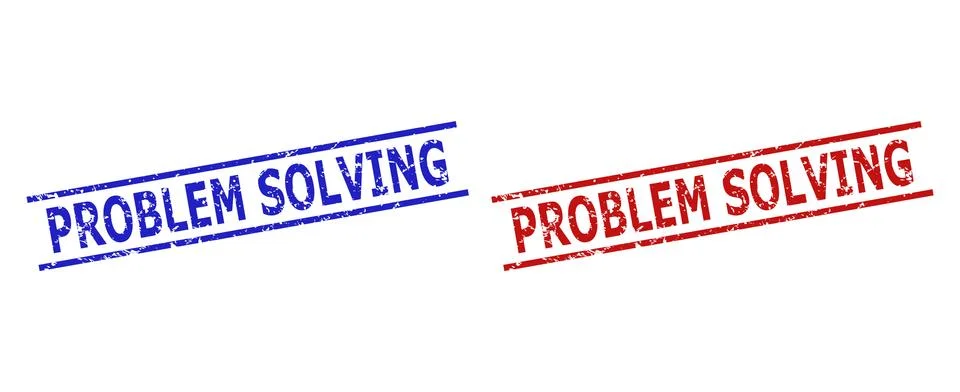 PROBLEM SOLVING Stamp Seals with Distress Texture and Parallel Lines Illustrazione stock