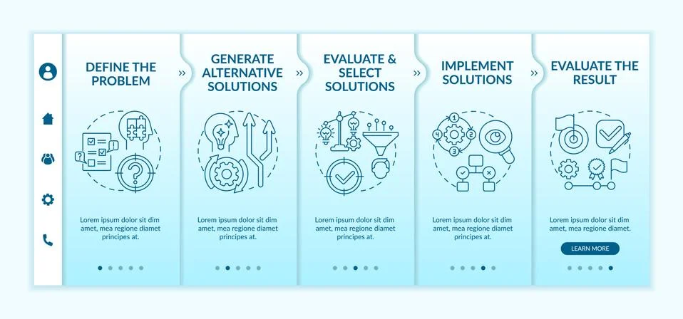 Problem solving steps onboarding vector template 스톡 일러스트