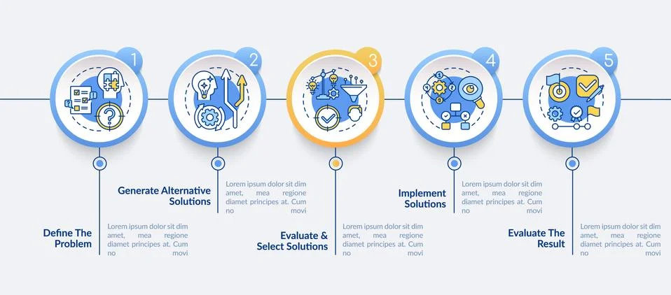 Problem solving steps vector infographic template 스톡 일러스트