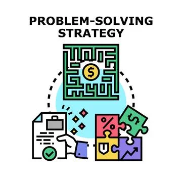 Problem solving strategy business success planning Stock Illustration