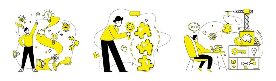 Problem solving. Success blossoms where strategy and problem solving concep.. Illustrazione stock