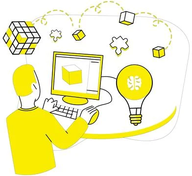 Problem solving. The tapestry success is woven from threads contemplation a.. Illustrazione stock