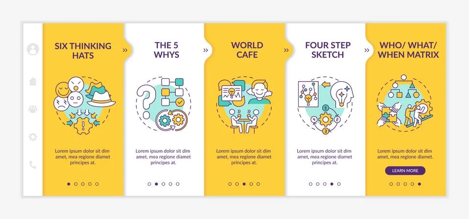 Problem solving techniques onboarding vector template Stock Illustration