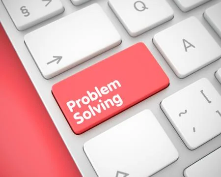 Problem Solving - Text on the Red Keyboard Button. 3D. Illustrazione stock