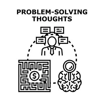 Problem solving thoughts developing business strategy Stockillustratie