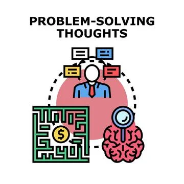 Problem solving thoughts developing business strategy Stock Illustration