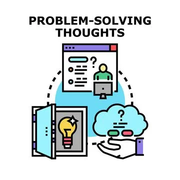 Problem solving thoughts developing an effective solution strategy Stock Illustration