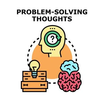 Problem solving thoughts developing new ideas Stock Illustration